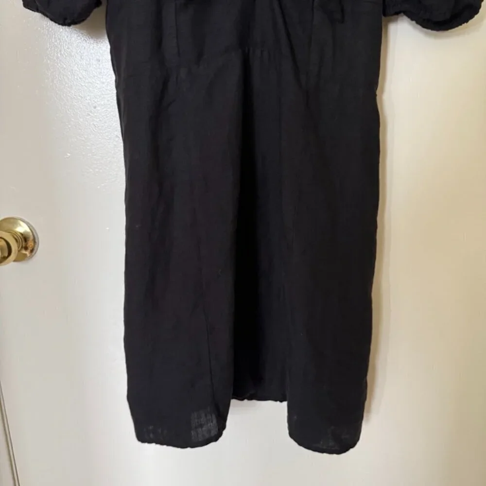 & Other Stories Black Bow Detail Linen Mini Dress US 12​​​​​